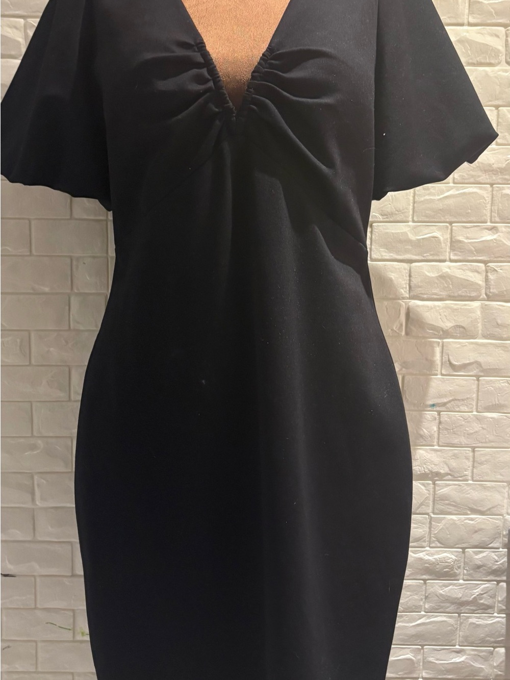 Guess Black Midi Dress with V-Detail